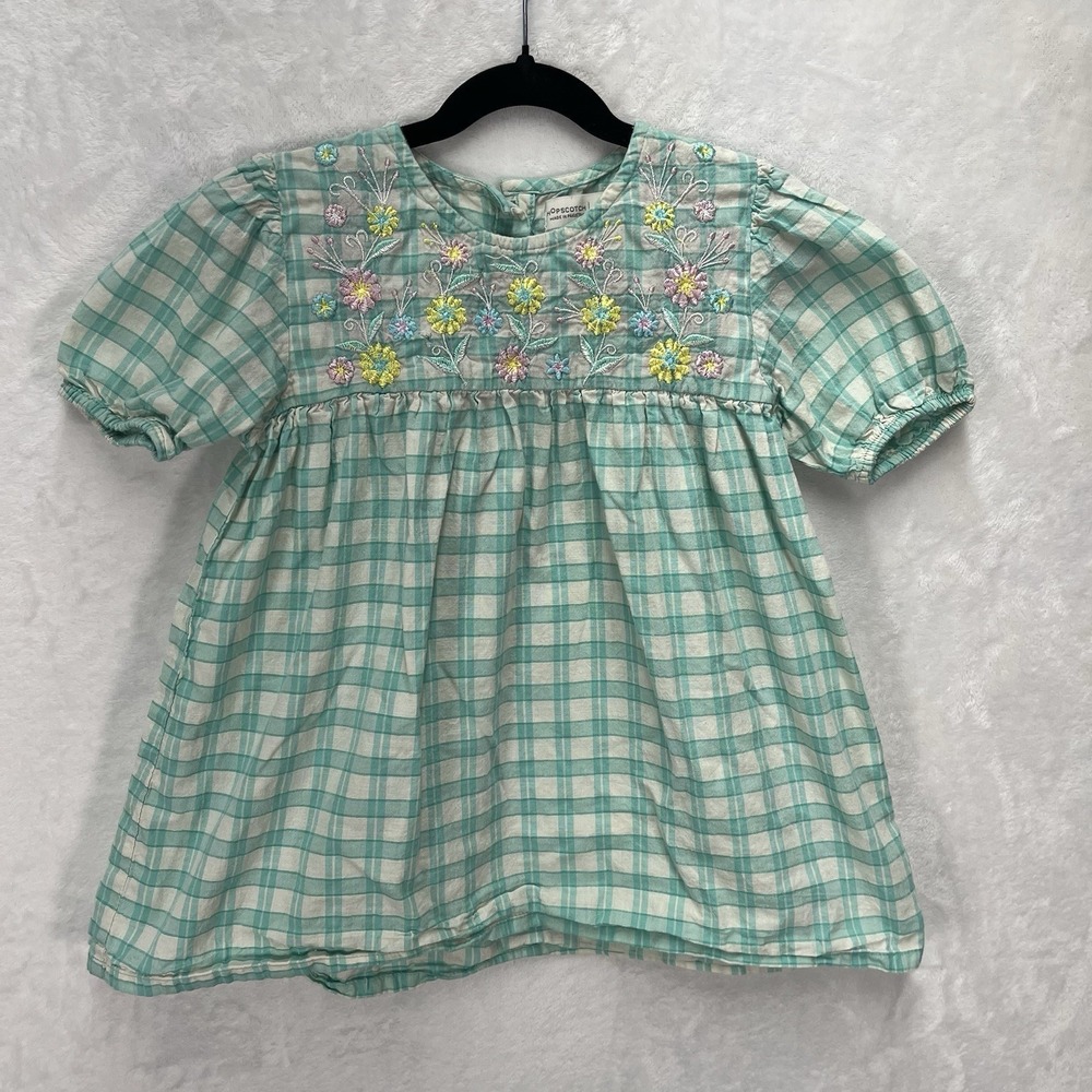 HOPSCOTCH Floral Embroidered Top Girls 9-10Y Plaid Casual